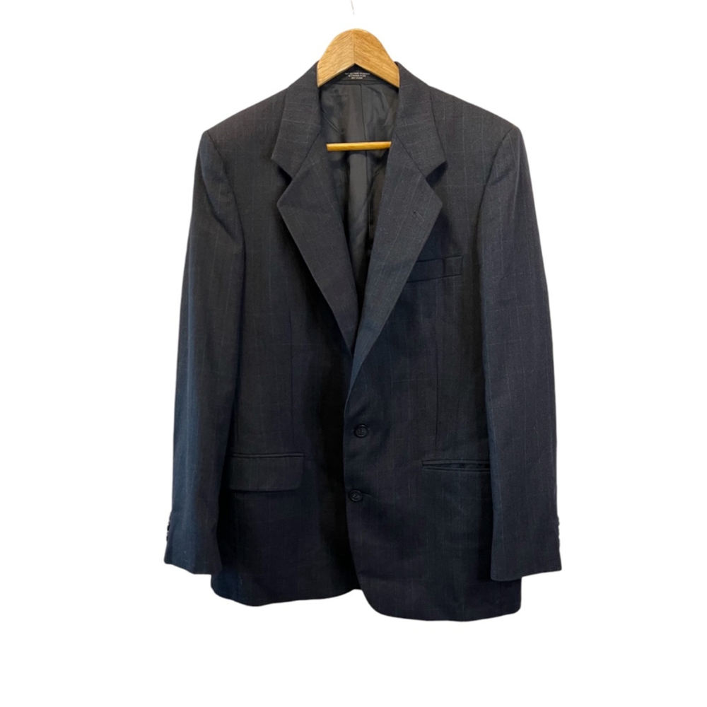 MENS Wool Navy Check 2 Button Dressy Blazer Coat Reg 40